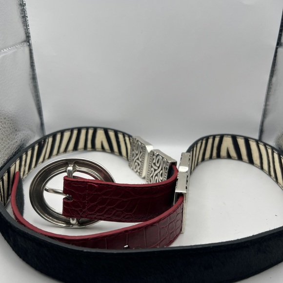Chicos Black Calf Hair, Zebra, and Red Croc Silver tone Buckle & Reversible Belt - Picture 8 of 13